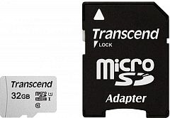 Карта пам'яті TRANSCEND SDHC  32GB UHS-I Class 10 Transcend 300S + SD-adapter (TS32GUSD300S-A) + адаптер