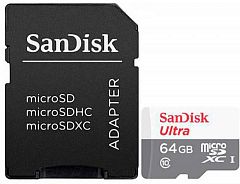 Карта пам'яті SANDISK MicroSDXC 64GB UHS-I Class 10 Ultra R100/W10MB/s + SD-адаптер (SDSQUNR-064G-GN3MA)