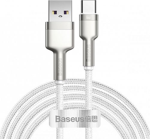 Купить Кабель BASEUS Cafule Metal 66W USB-USB-C, 2м, White (CAKF000202) в магазине vsesvit.shop