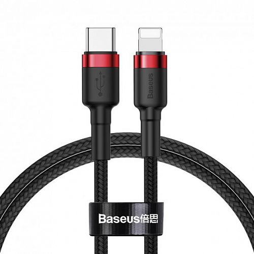 Купить Кабель BASEUS Cafule Cable Type-C to iP PD 18W 1m Black+Red (CATLKLF-91) в магазине vsesvit.shop