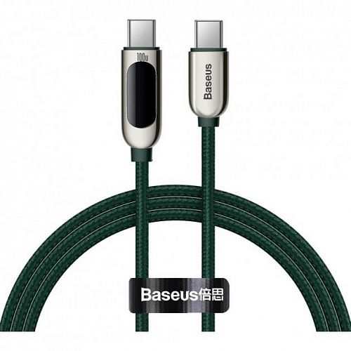 Купить Кабель BASEUS Display Fast Charging Data Cable Type-C to Type-C 100W 1m Green CATSK-B06 в магазине vsesvit.shop