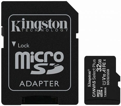 Купить Карта пам'яті KINGSTON MicroSDHC 32GB UHS-I Class 10 Canvas Select Plus R100MB/s + SD-адаптер (SDCS2/32GB) в магазине vsesvit.shop