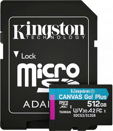 Купить Карта пам'яті KINGSTON MicroSDXC 512GB UHS-I/U3 Class 10 Canvas Go! Plus R170/W90MB/s+ SD-адаптер (SDCG3/512GB) в магазине vsesvit.shop
