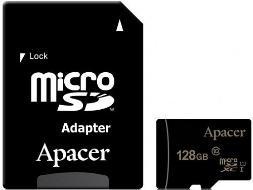 Купить Карта пам'яті APACER MicroSDHXC 128GB UHS-I Class 10 + SD adapter (AP128GMCSX10U5-R) в магазине vsesvit.shop