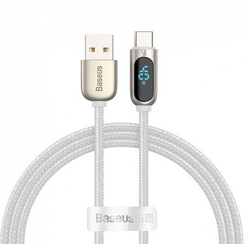 Купить Кабель BASEUS Display Fast Charging Data Cable USB to Type-C 5A 1m White в магазине vsesvit.shop