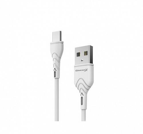 Купить Кабель Grand-X USB-USB Type C, Cu, 3A, 1м, Fast Сharge, White (PC-03W) в магазине vsesvit.shop