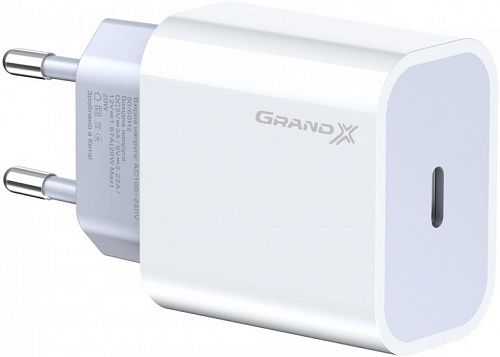 Купить CЗУ GRAND-X (1xUSB-C 20W) QC4.0, PD 3.0, FCP, AFC White (CH-770) в магазине vsesvit.shop