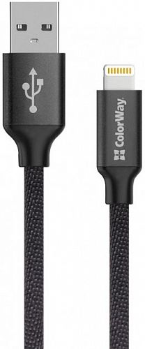 Купить Кабель ColorWay USB - Apple Lightning 2.1А 1 м Black (CW-CBUL004-BK) в магазине vsesvit.shop
