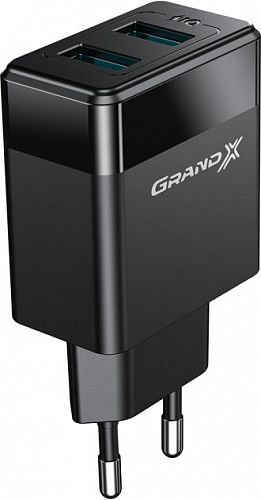 Купить CЗУ GRAND-X (2xUSB 2.4А) Black (CH-50) в магазине vsesvit.shop