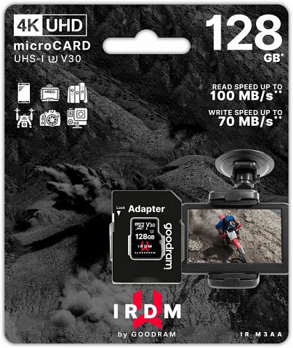Купить Карта пам'яті GOODRAM MicroSDXC 128GB UHS-I/U3 Class 10 IRDM + SD-адаптер R100/W70MB/s (IR-M3AA-1280R12) в магазине vsesvit.shop