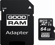 Карта пам'яті GOODRAM MicroSDXC 64GB UHS-I Class 10  + SD-adapter (M1AA-0640R12) каталог товаров