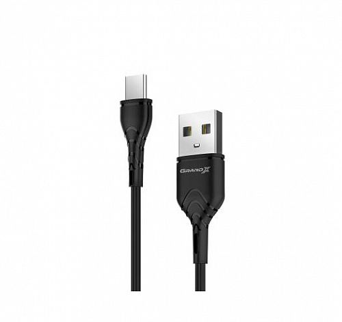 Купить Кабель GRAND-X USB - USB Type-C, Cu, 3 A, Fast Сharge, 1 м, Black (PC-03B) в магазине vsesvit.shop