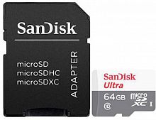 Карта пам'яті SANDISK MicroSDXC 64GB UHS-I Class 10 Ultra R100/W10MB/s + SD-адаптер (SDSQUNR-064G-GN3MA) каталог товаров