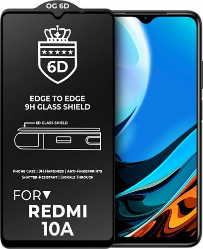 Купить Захисне скло Xiaomi Redmi 10A Black 6D EDGE TO EDGE в магазине vsesvit.shop