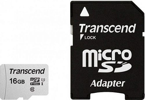 Купить Карта пам'яті TRANSCEND MicroSDHC 16GB UHS-I Class 10 300S + SD-adapter (TS16GUSD300S-A) в магазине vsesvit.shop