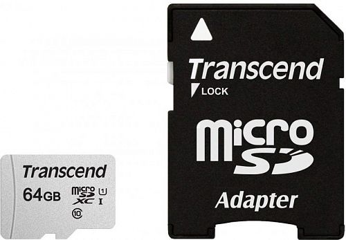 Купить Карта пам'яті TRANSCEND MicroSDXC 64GB UHS-I Class 10 300S + SD-adapter (TS64GUSD300S-A) в магазине vsesvit.shop